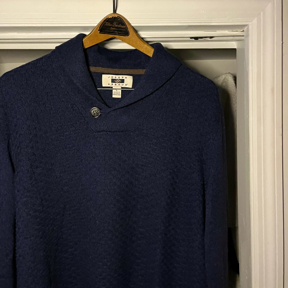 JOSEPH ABBOUD Navy Shawl Sweater
